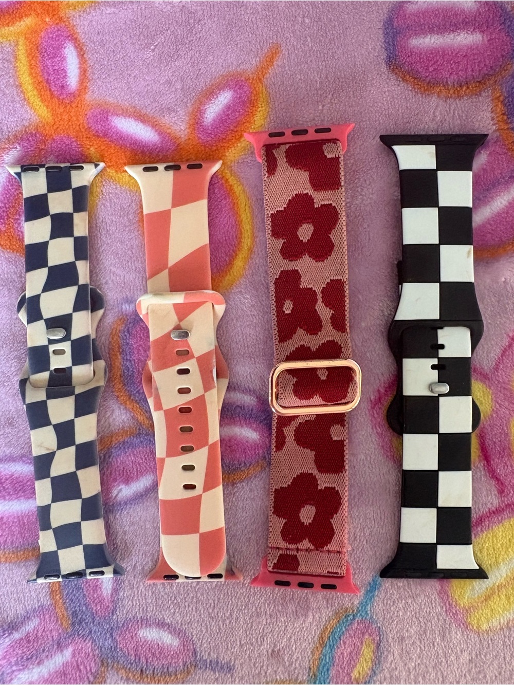 Women’s Watch Bands — Pink, Red, Black, Blue Checker Styles